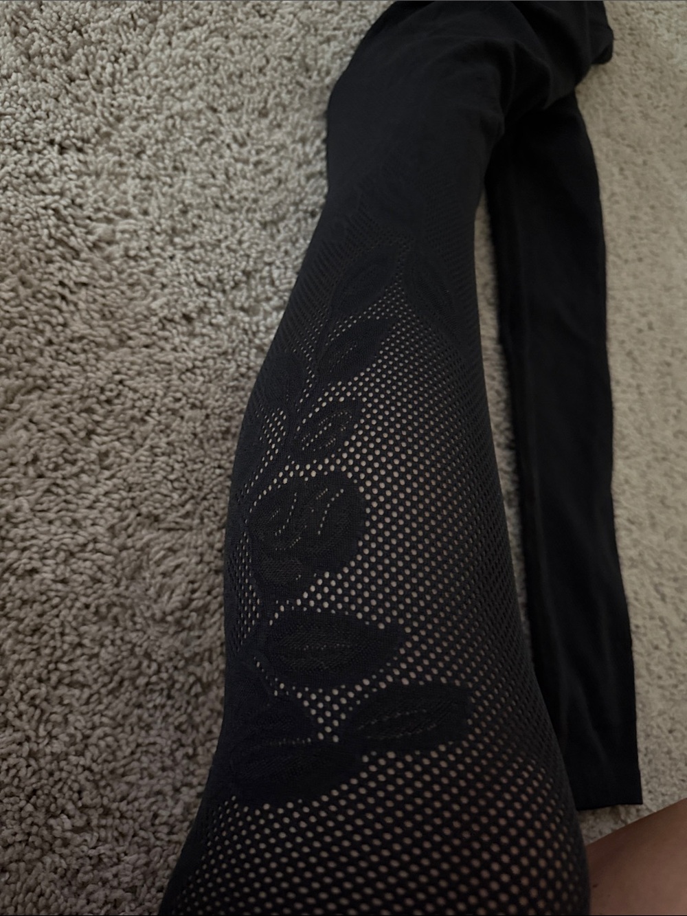 lululemon athletica Black Mesh Floral Leggings